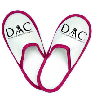 Badeslipper Stoff, Farbe weiß, DAC Logo